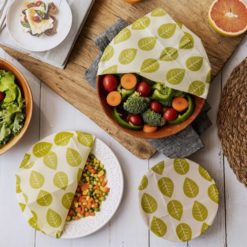 Alternative view of 德國NUTS純天然小燭樹蠟-有機棉保鮮布套組3片裝(綠葉圖案 )