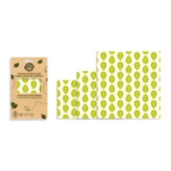 德國NUTS純天然小燭樹蠟-有機棉保鮮布套組3片裝(綠葉圖案 )